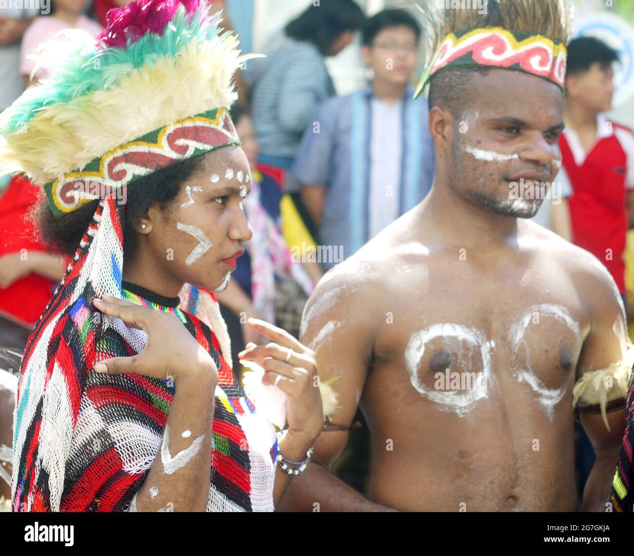 Portrait of Papuan People from Indonesia Stock Photo