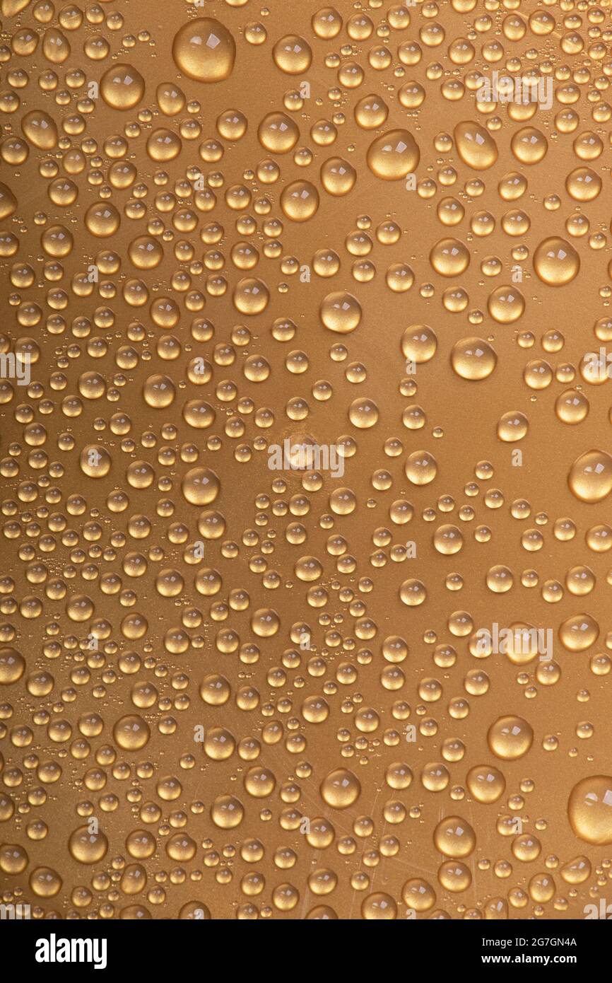 Texture of drops on golden background Stock Photo