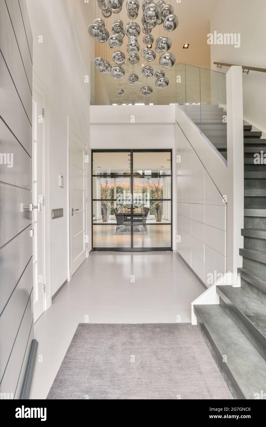 Stairs in the luxury hallway looking elegance Stock Photo