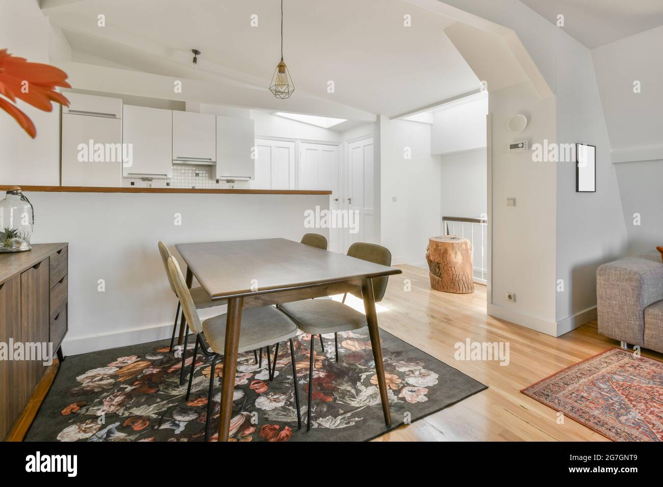 Interior design of bright and beautiful dining room Stock Photo - Alamy