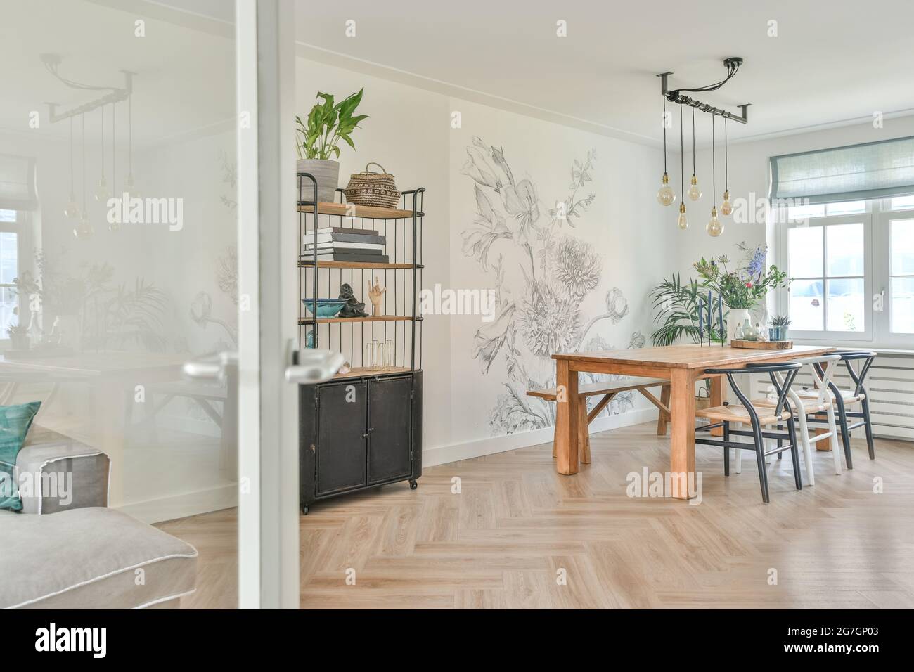 Interior design of bright and beautiful dining room Stock Photo - Alamy