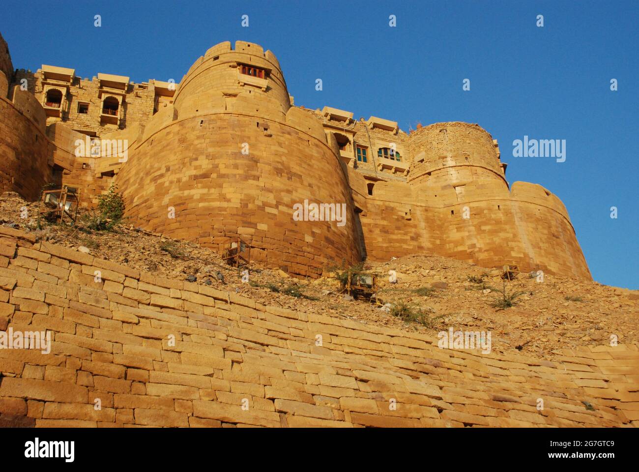 fortress mound of the caravan city of Jaisalmer, India, Radschastan, Jaisalmer Stock Photo