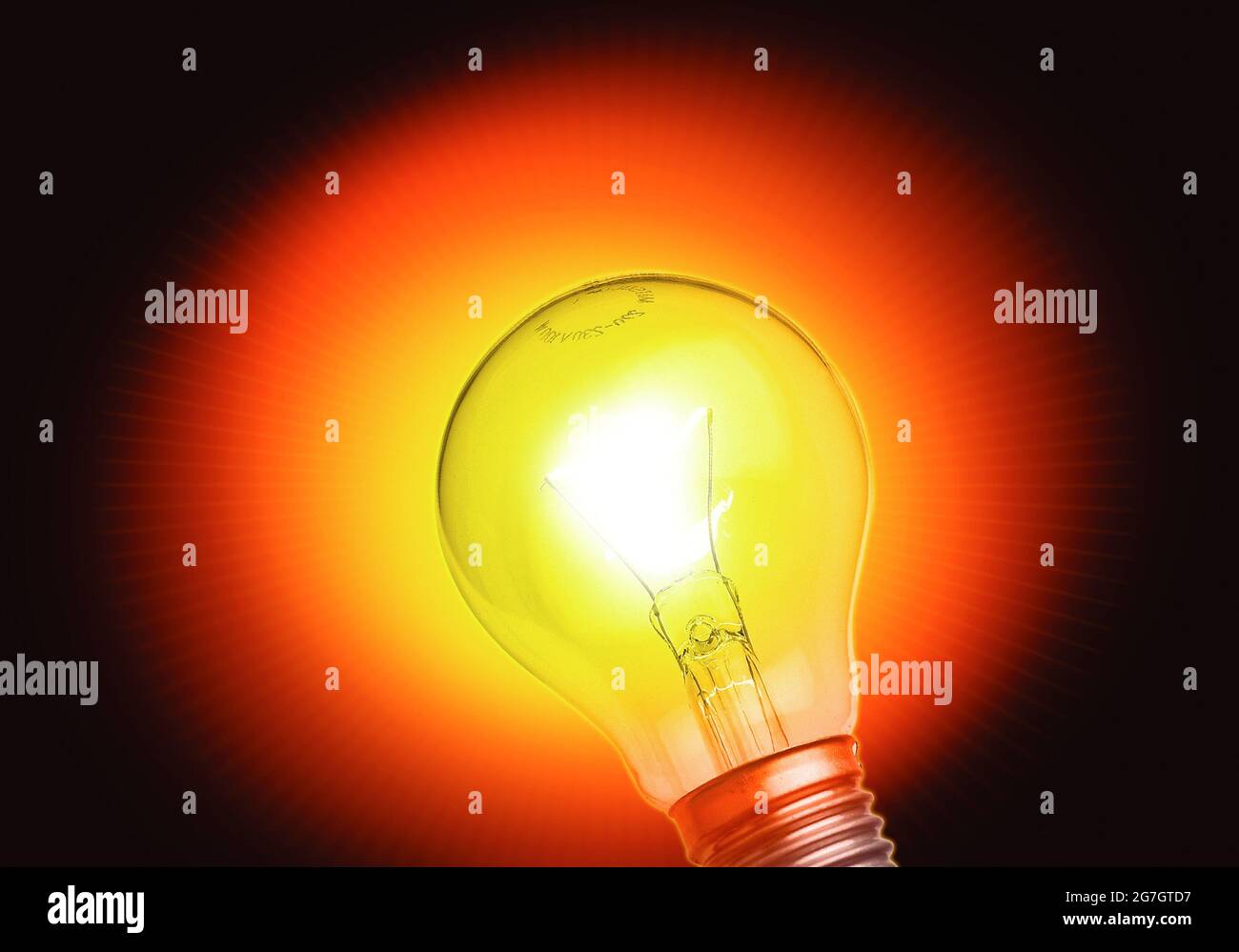 glowing incandescent light bulb Stock Photo