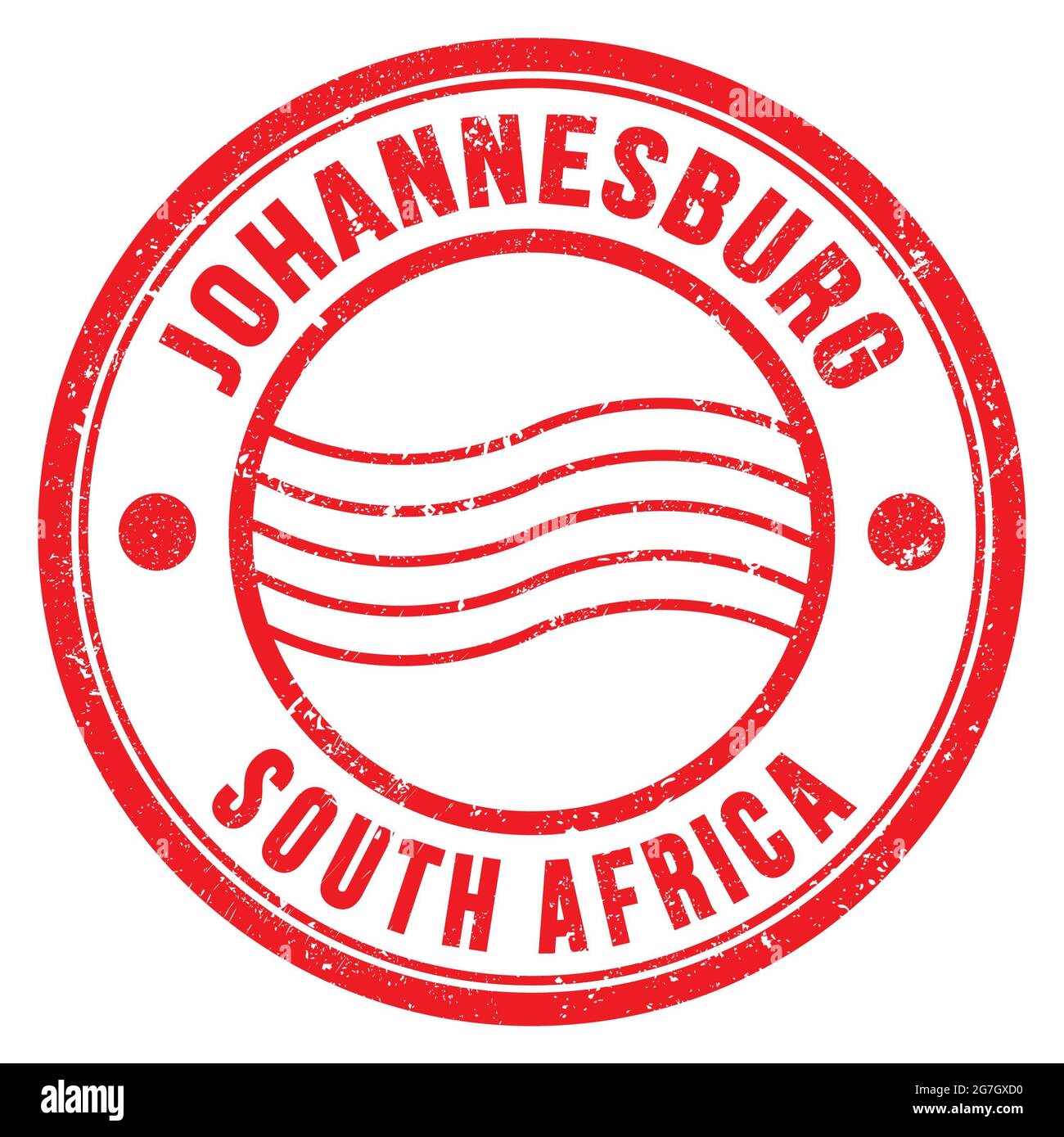 JOHANNESBURG SOUTH AFRICA, words written on red round postal stamp