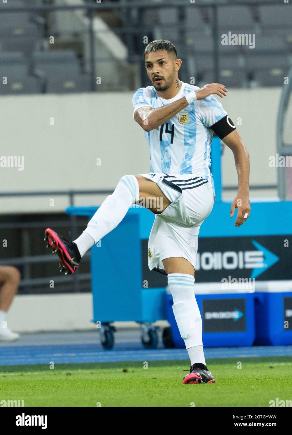 July 13 21 Yongin South Korea Argentina Soccer Team Captain Player Medina Facundo 14 Kick During The Tokyo Olympic Men S Soccer Team Friendly Match Between South Korea And Argentina July 13 21 Yongin South Korea Argentina Soccer Team Captain Player Medina Facundo 14 Kick During The Tokyo Olympic Men S Soccer Team Friendly Match Between South Korea And Argentina