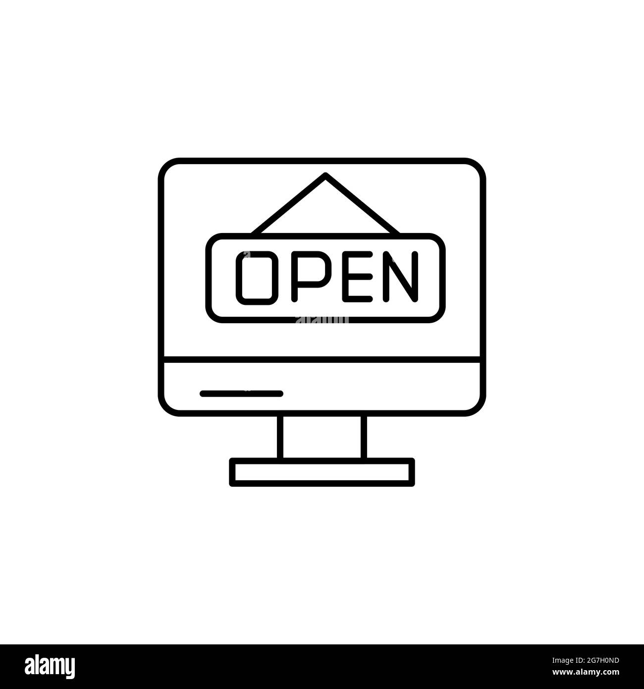 E-commerce monitor, sign, open outline vector icon. Stock Vector