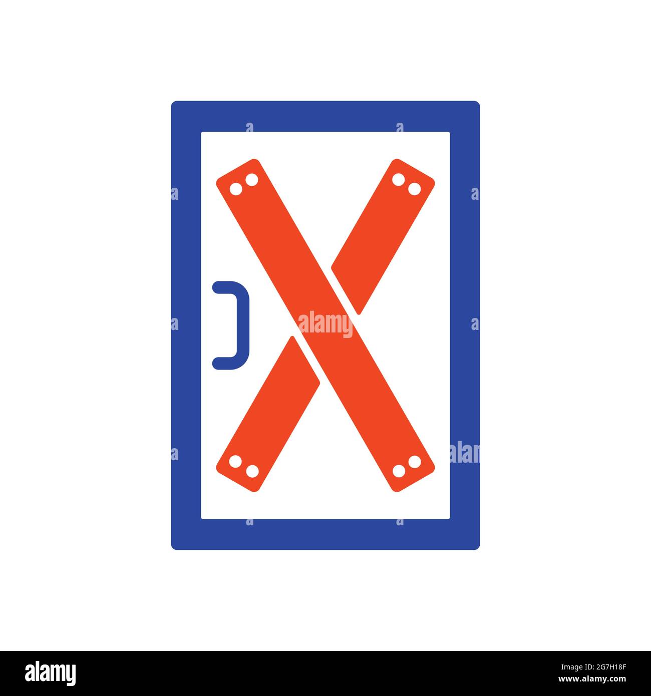 Boarded up door vector glyph icon, installing boards on the door to prevent unauthorized access, or abandoned. Demonstration, protest, strike, revolut Stock Vector