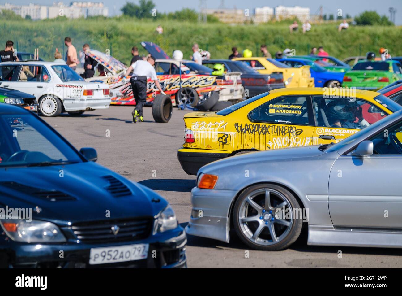 Street racing cars on parking lot Stock Photo Alamy
