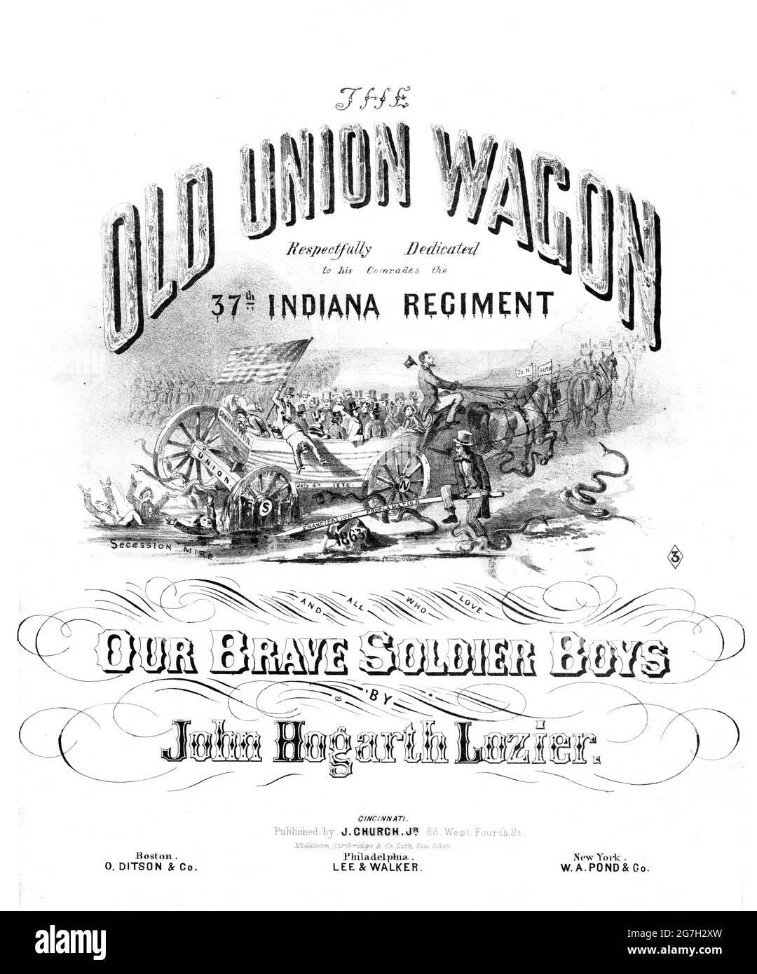 The Old Union Wagon, 1863 sheet music Stock Photo