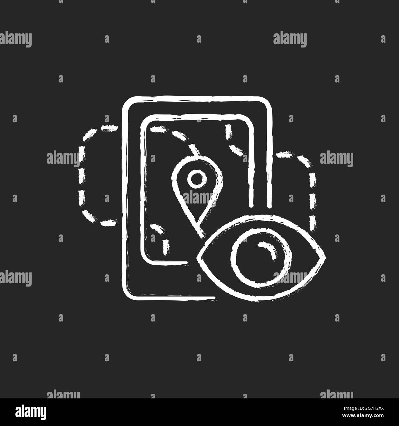 Location tracking chalk white icon on dark background Stock Vector ...