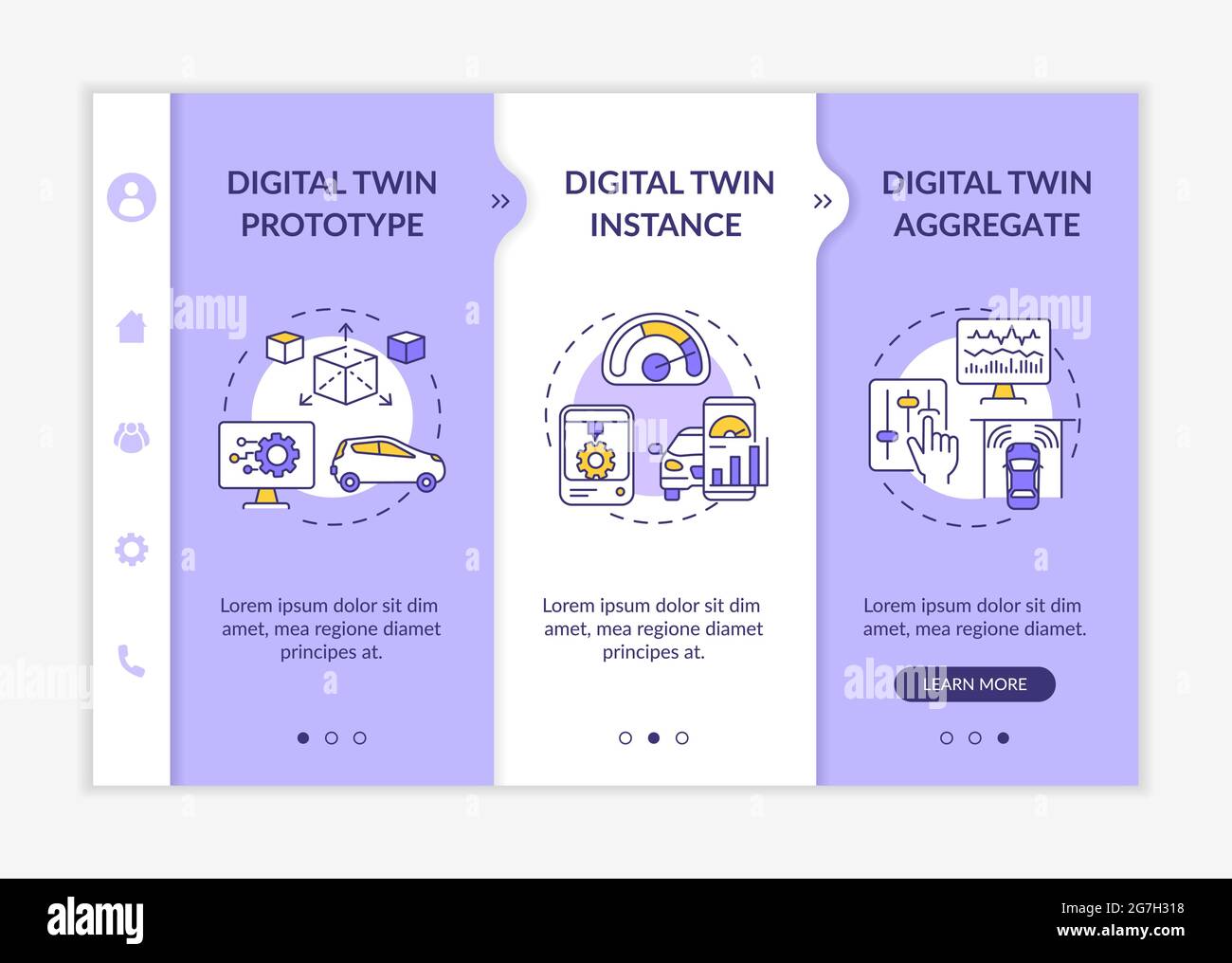 Digital twin types onboarding vector template Stock Vector