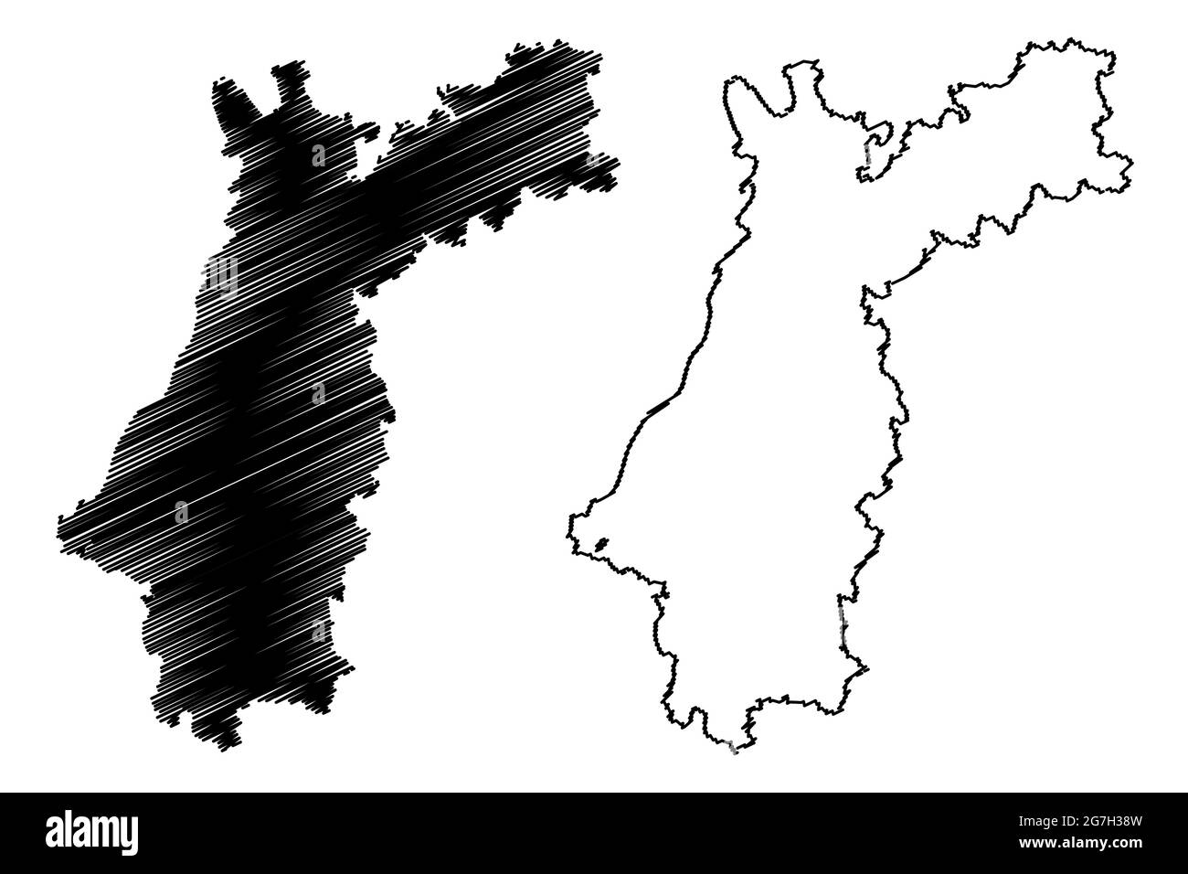 Karlsruhe region (Federal Republic of Germany, Baden-Wurttemberg State) map vector illustration, scribble sketch Karlsruhe map Stock Vector
