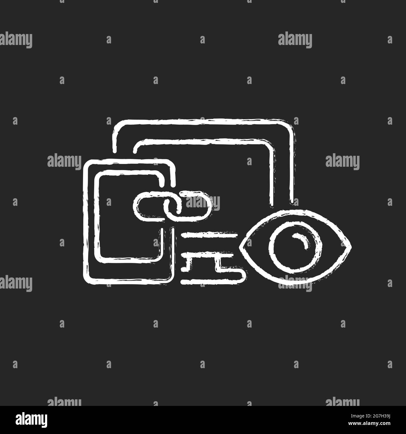 Cross-device tracking chalk white icon on dark background Stock Vector
