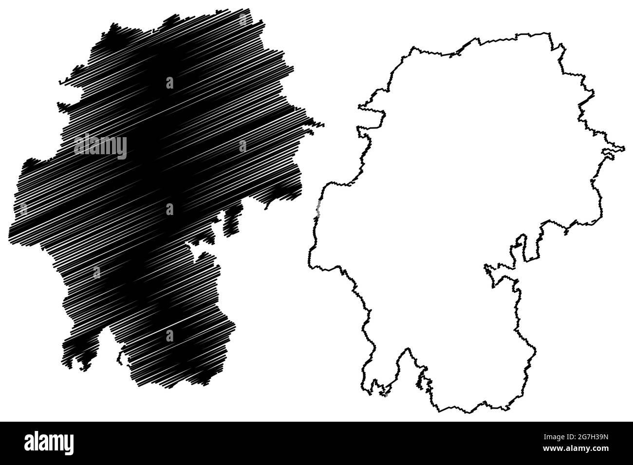 Ilm-Kreis district (Federal Republic of Germany, rural district, Free State of Thuringia) map vector illustration, scribble sketch Ilm Kreis map Stock Vector