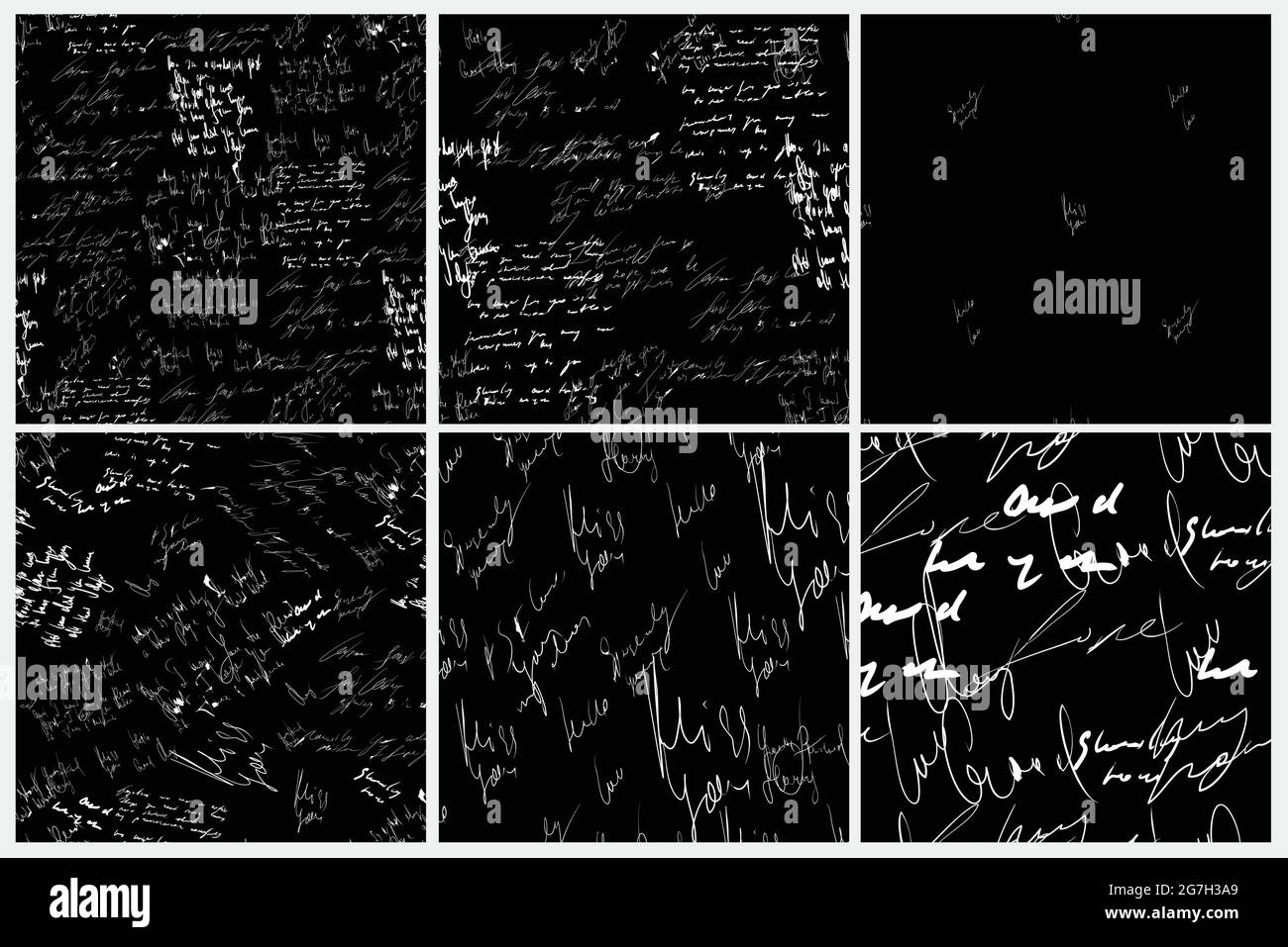 Seamless vector pattern set. White text on a black background Stock ...