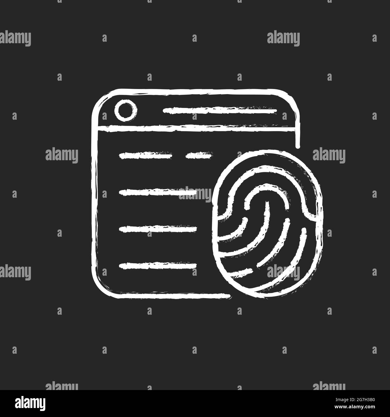 Browser fingerprinting chalk white icon on dark background Stock Vector