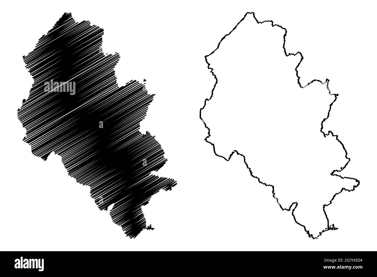 Lahn-Dill district (Federal Republic of Germany, rural district Giessen region, State of Hessen, Hesse, Hessia) map vector illustration, scribble sket Stock Vector