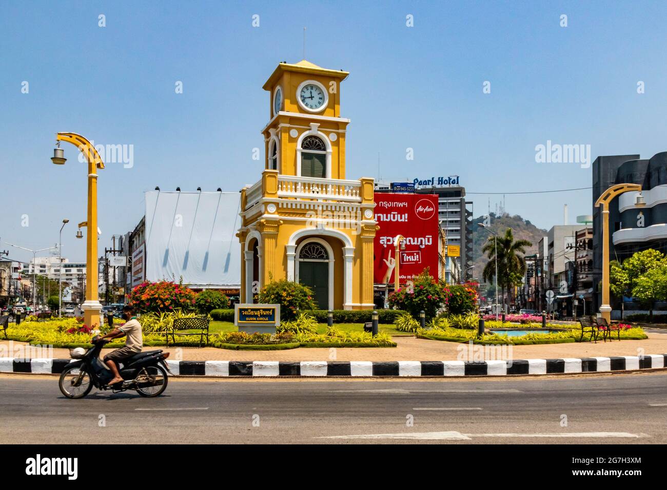 The clock tower roundabout in Phuket Town, Thailand Stock Photo
