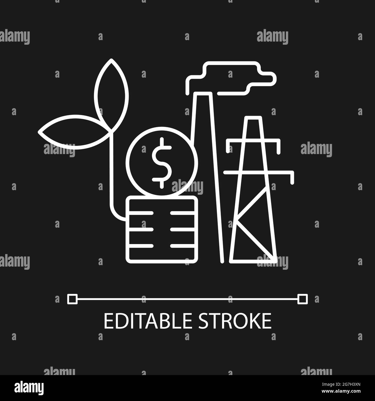 Environmental tax white linear icon for dark theme Stock Vector Image ...