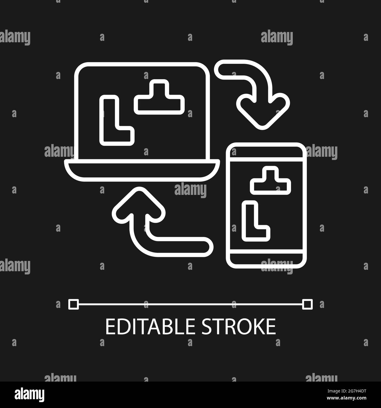 Cross platform online games white linear icon for dark theme Stock Vector