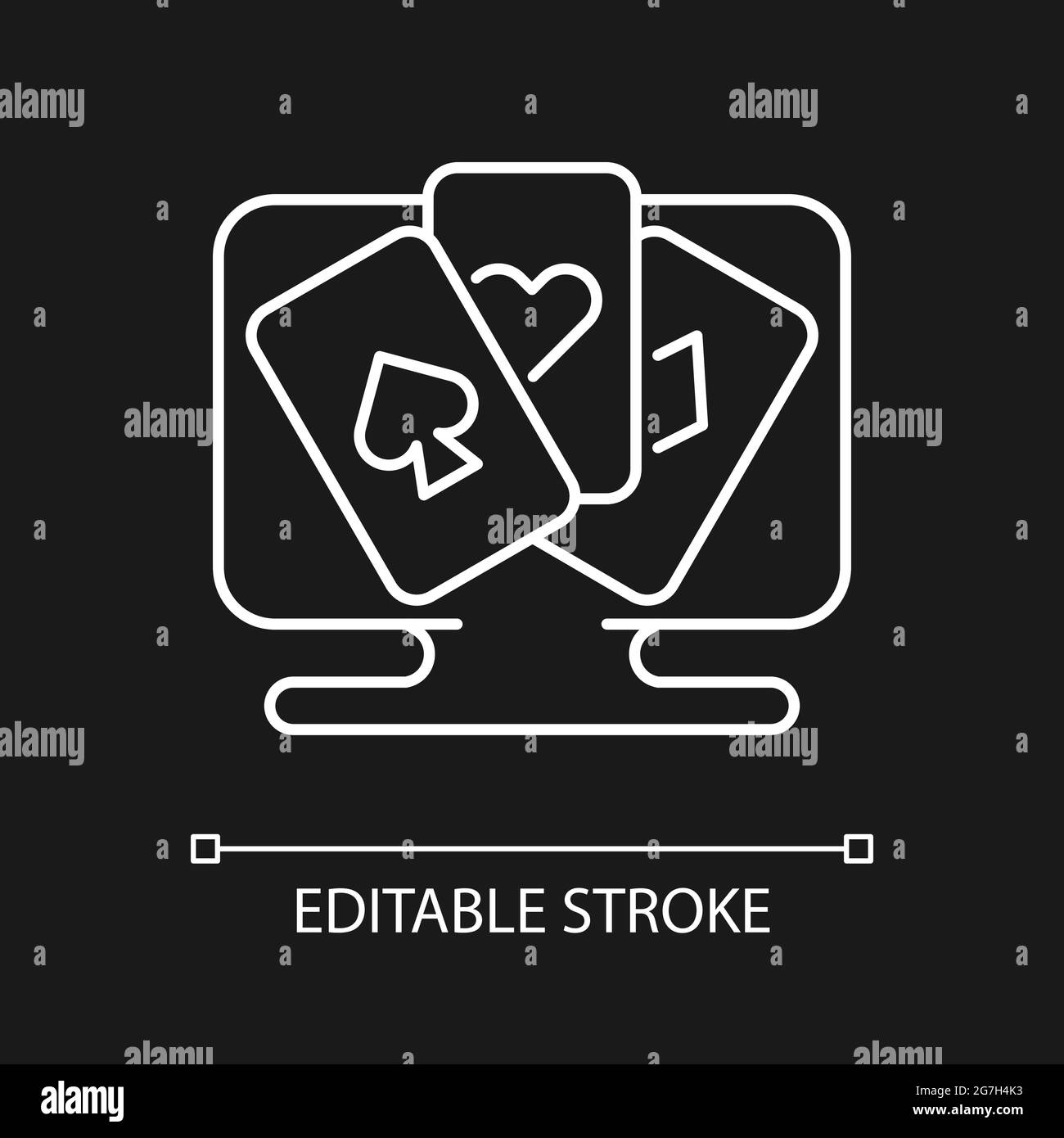 Card game white linear icon for dark theme Stock Vector Image & Art - Alamy