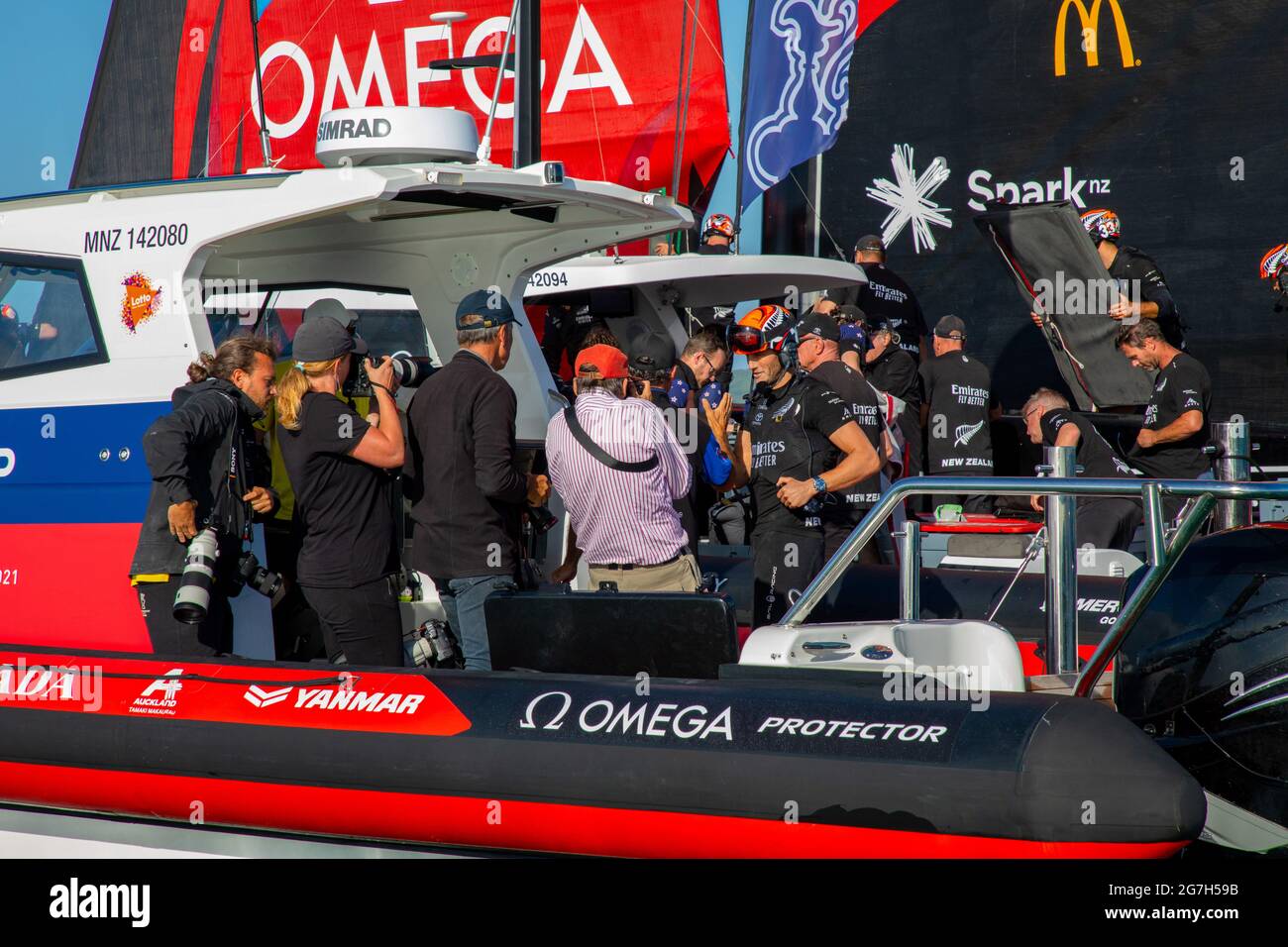 The press photographing father and son Andy Tuke and Blair Tuke and