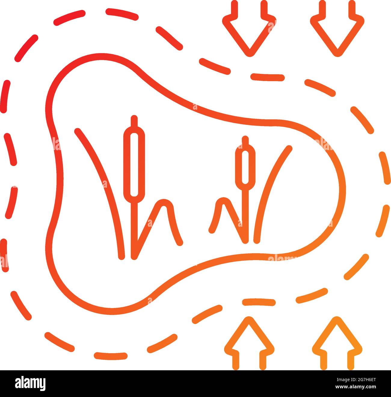 Disappearing wetlands gradient linear vector icon Stock Vector