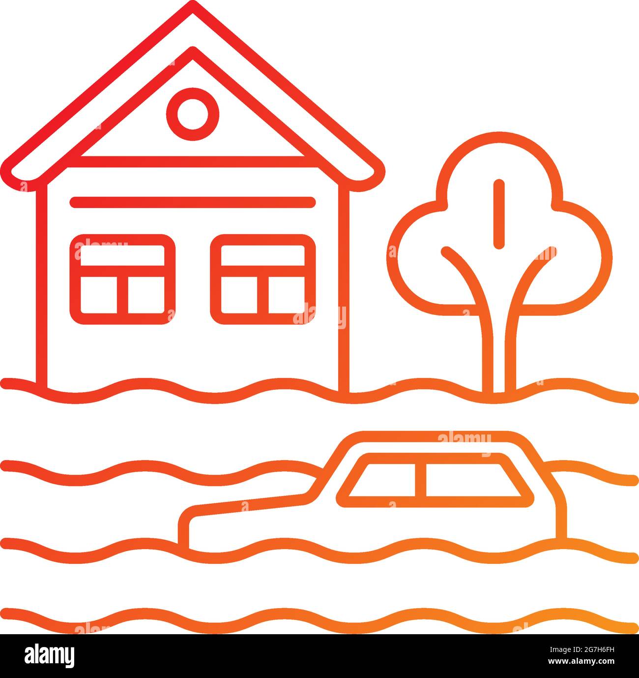 Floods gradient linear vector icon Stock Vector