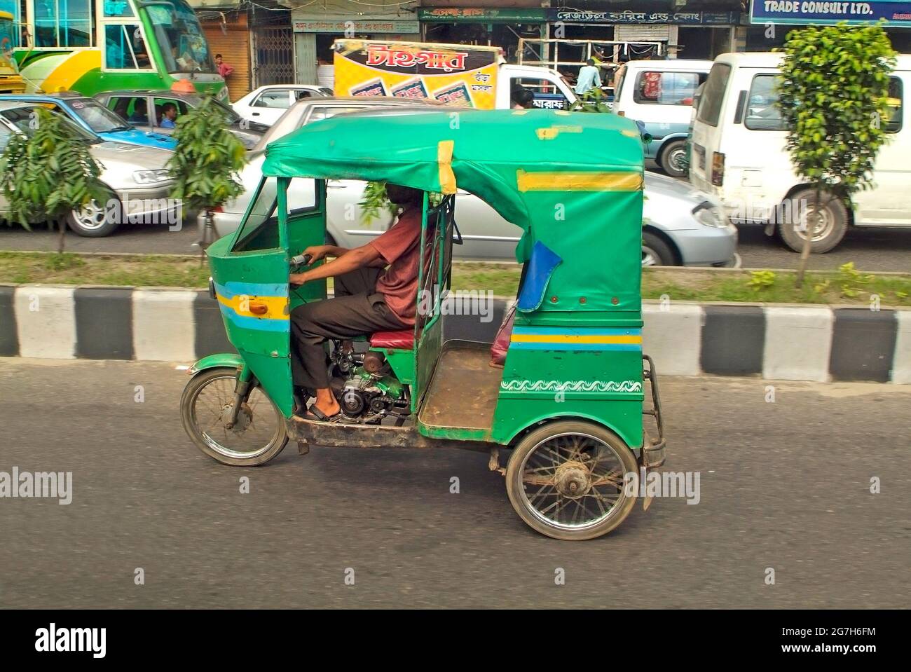 Dhaka, Bangladesh September 17th 2009 Traditional motorized rickshaw