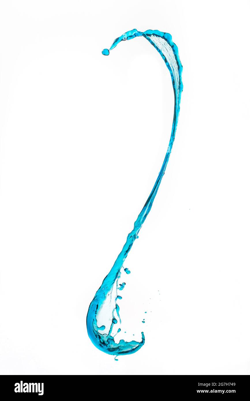 Blue water splash isolated on white background. Stock Photo