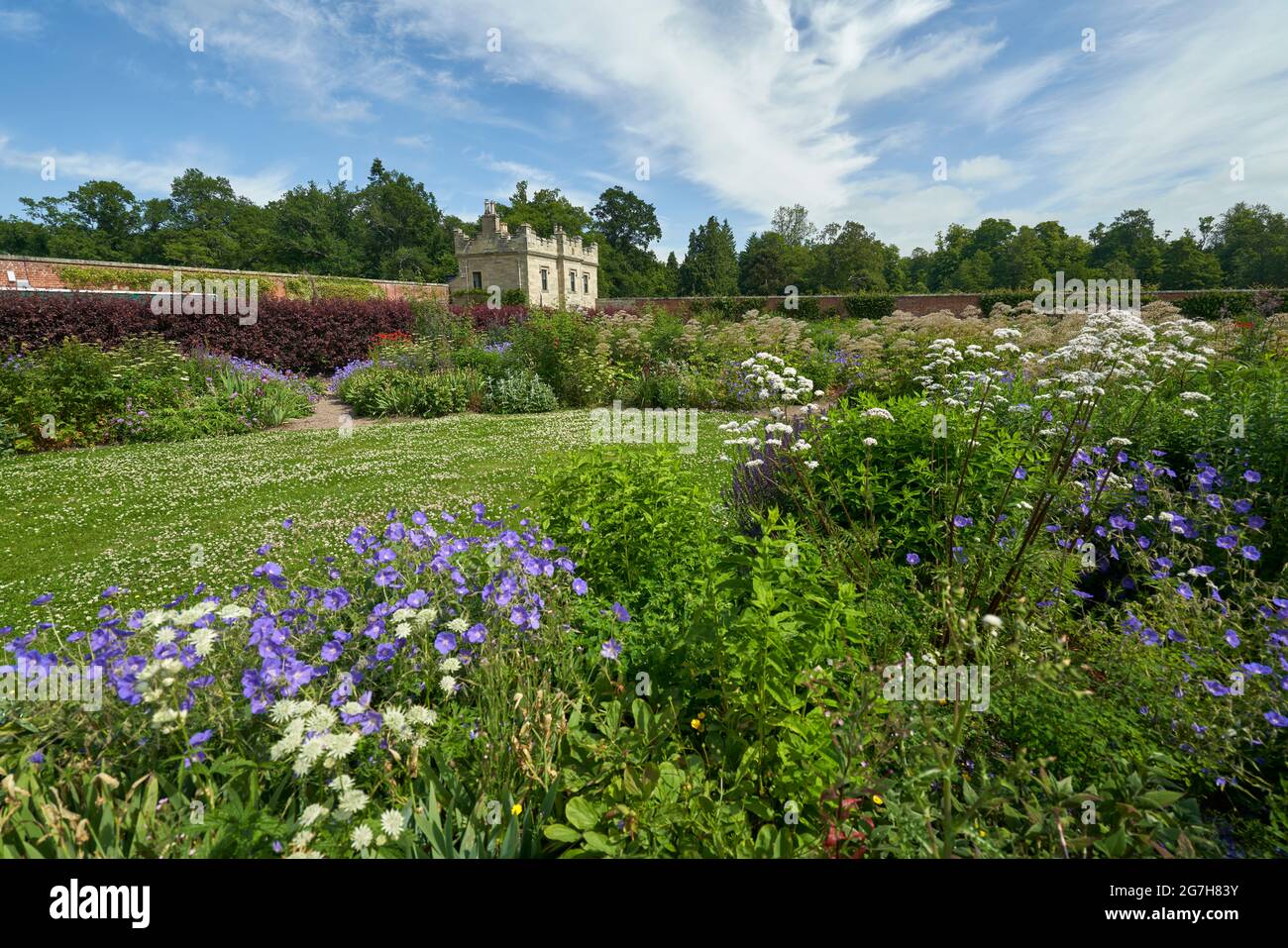 The Walled Garden at Floors Castle on a beautiful summers day. Stock Photo