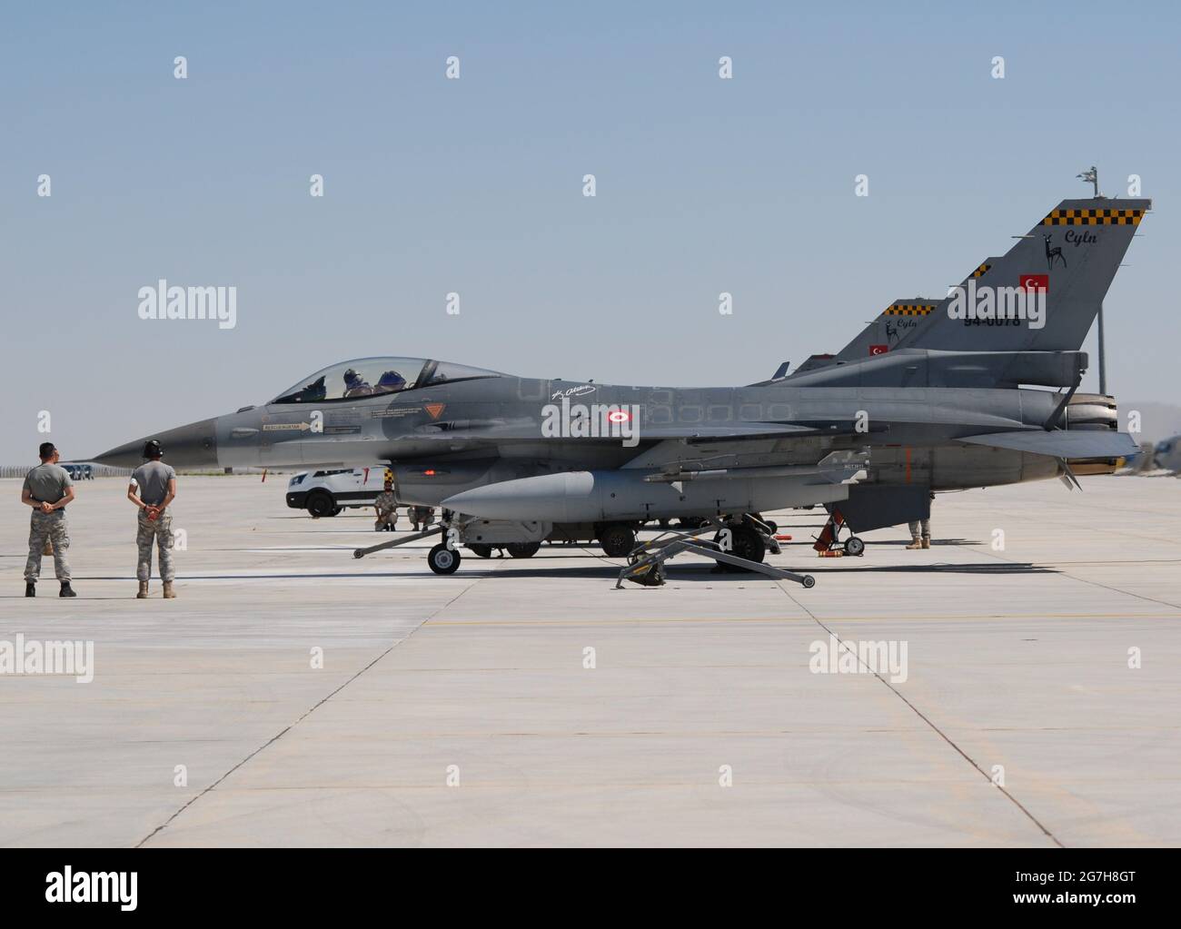 Anatolian Eagle Exercise held at the 3rd Main Jet Base in Konya. Warplanes waiting on the apron made flights throughout the day. Stock Photo