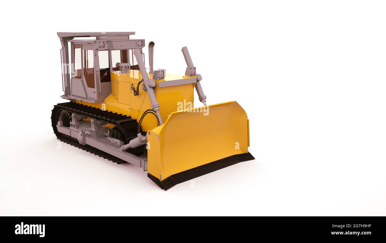 Modern yellow tractor, isolated illustration object on white background ...
