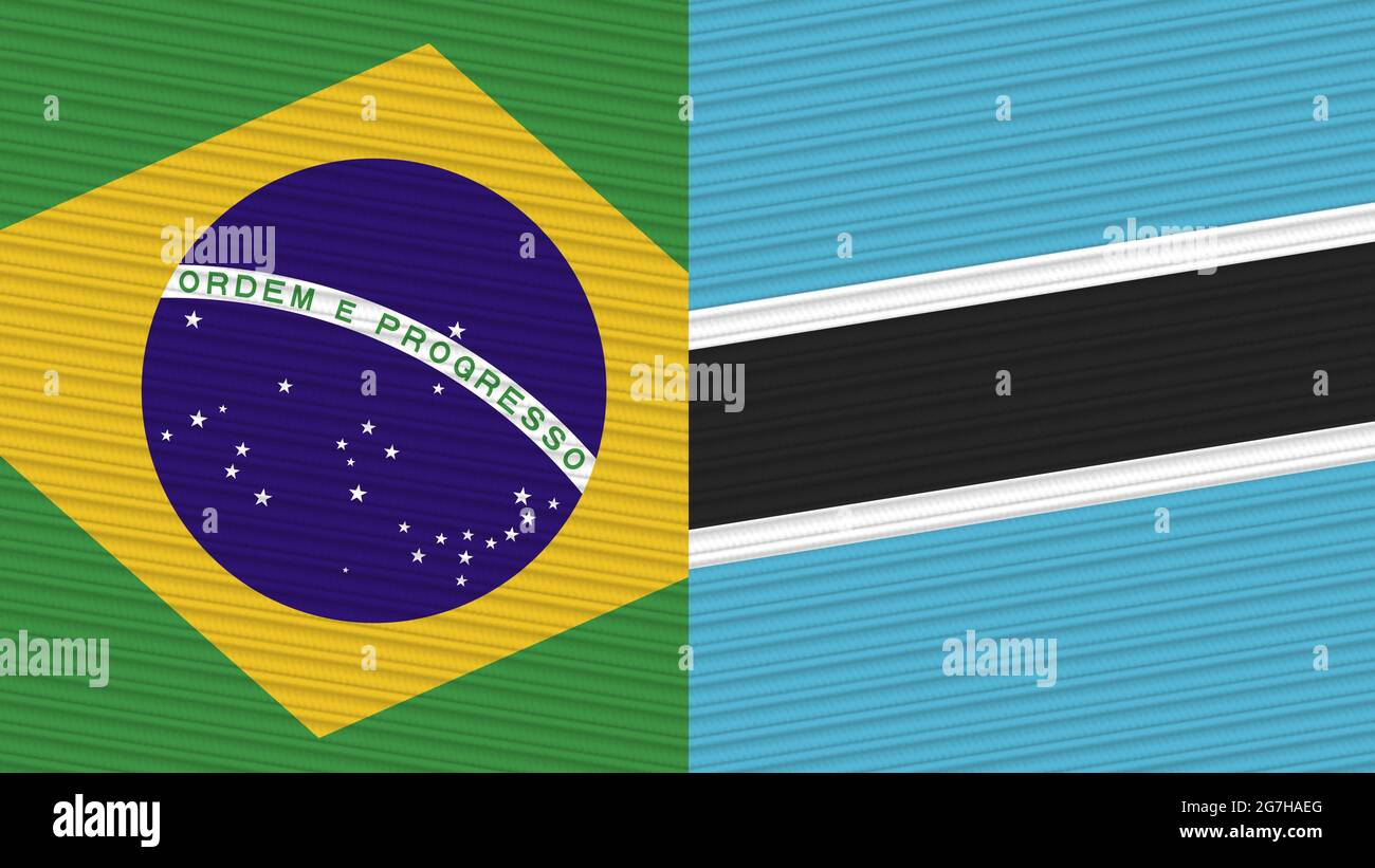 Botswana and Brazil Two Half Flags Together Fabric Texture Illustration ...