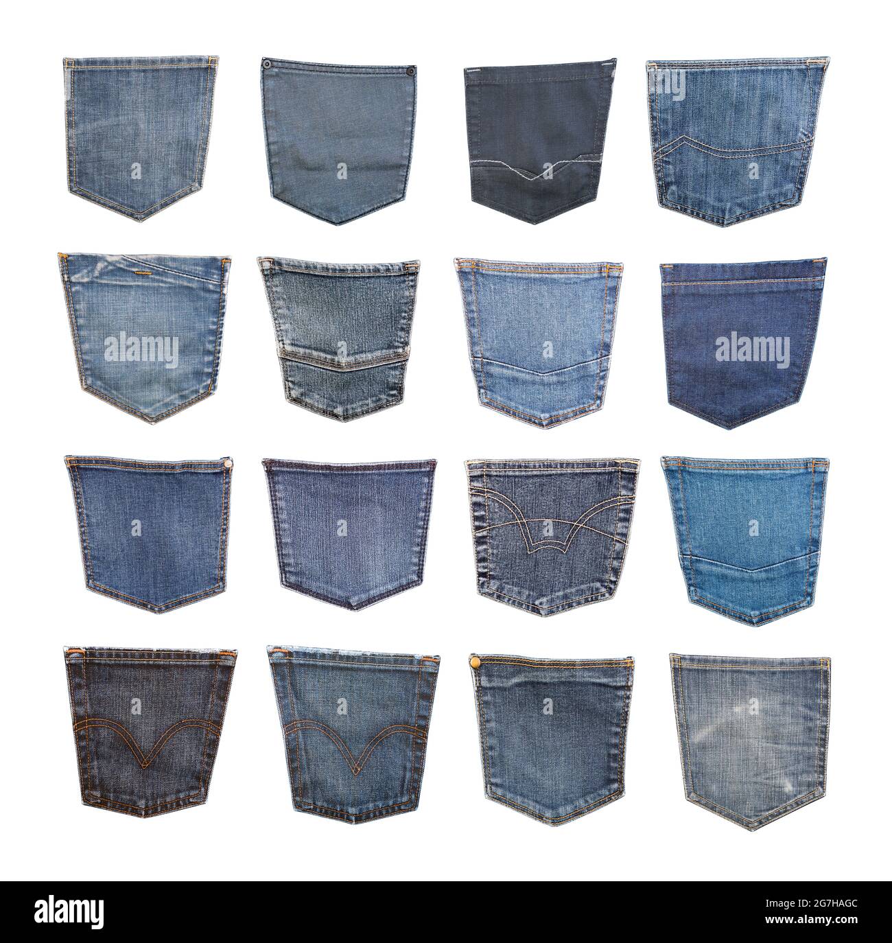 Back jeans pocket collection isolated on white background Stock Photo ...