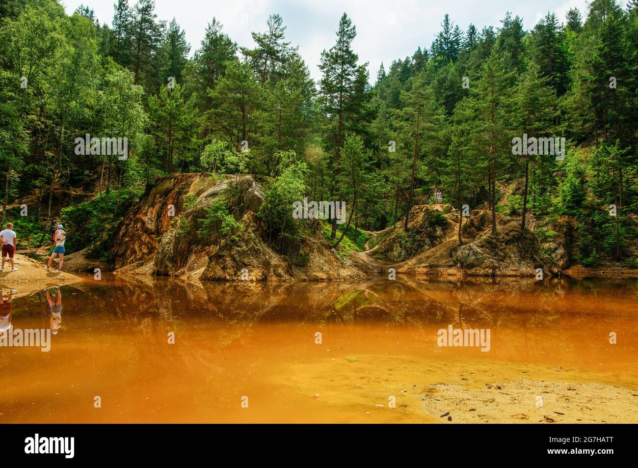 Rudawy Landscape Park, Poland July 11, 2021 The lakes lie on the slope of Wielka Kopa Mountain. The color of the water is related to the chemical comp Stock Photo