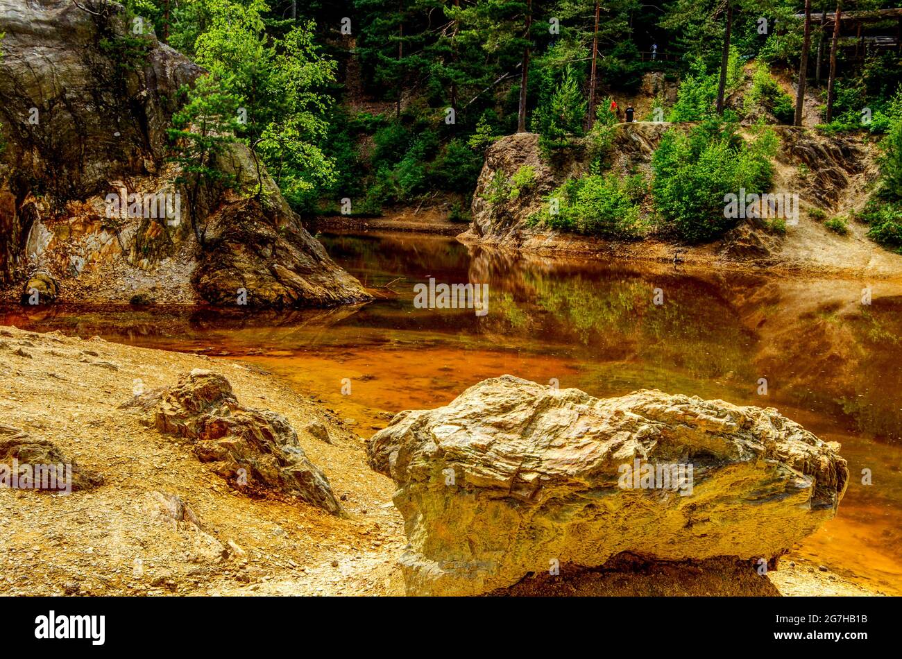 Rudawy Landscape Park, Poland July 11, 2021 The lakes lie on the slope of Wielka Kopa Mountain. The color of the water is related to the chemical comp Stock Photo
