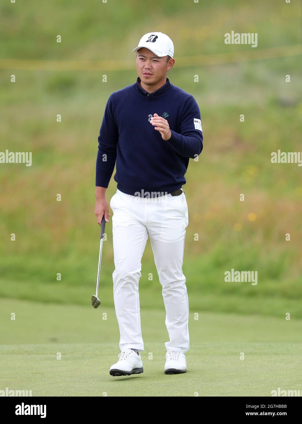 Japan's Ryosuke Kinoshita on the 3rd hole during the practice day at The Royal St Golf