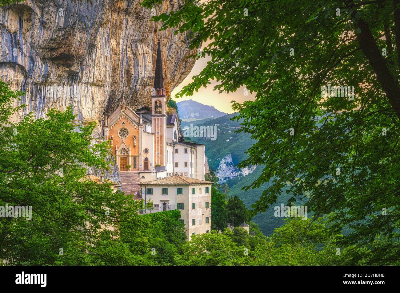 View of the Sanctuary of Madonna of the Corona, it is a place of silence and meditation hidden in the heart of the Baldo rocks, Verona, Lombardy Stock Photo