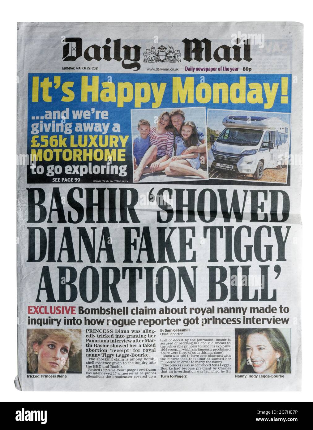 The front page of the Daily Mail with the headline Stock Photo