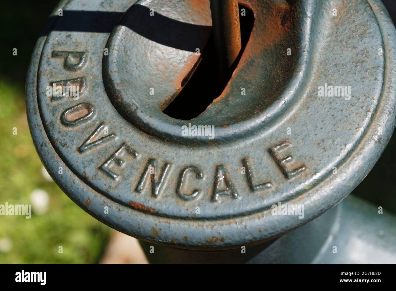 Old water pump (detail) at Saint-Quentin Church, Nucourt, Val d'Oise, France Stock Photo
