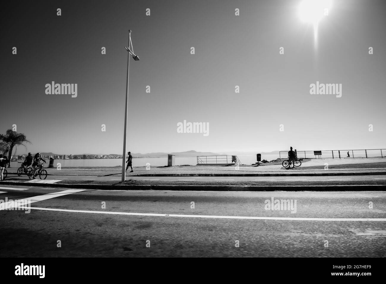 beach and people walking Stock Photo