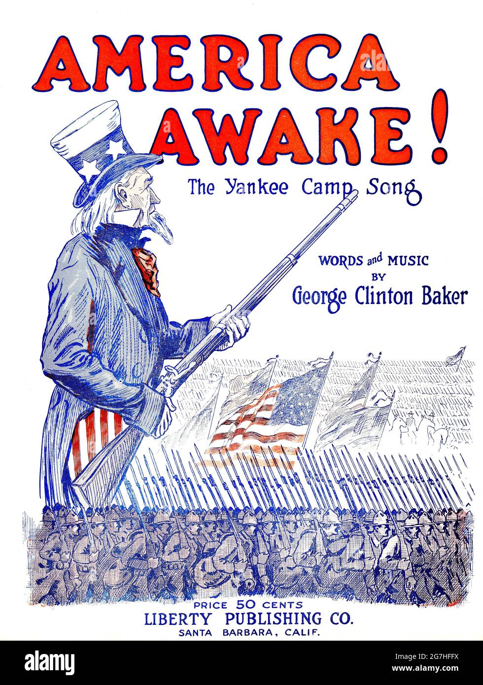 America Awake!, 1918 World War 1 sheet music with an illustration of