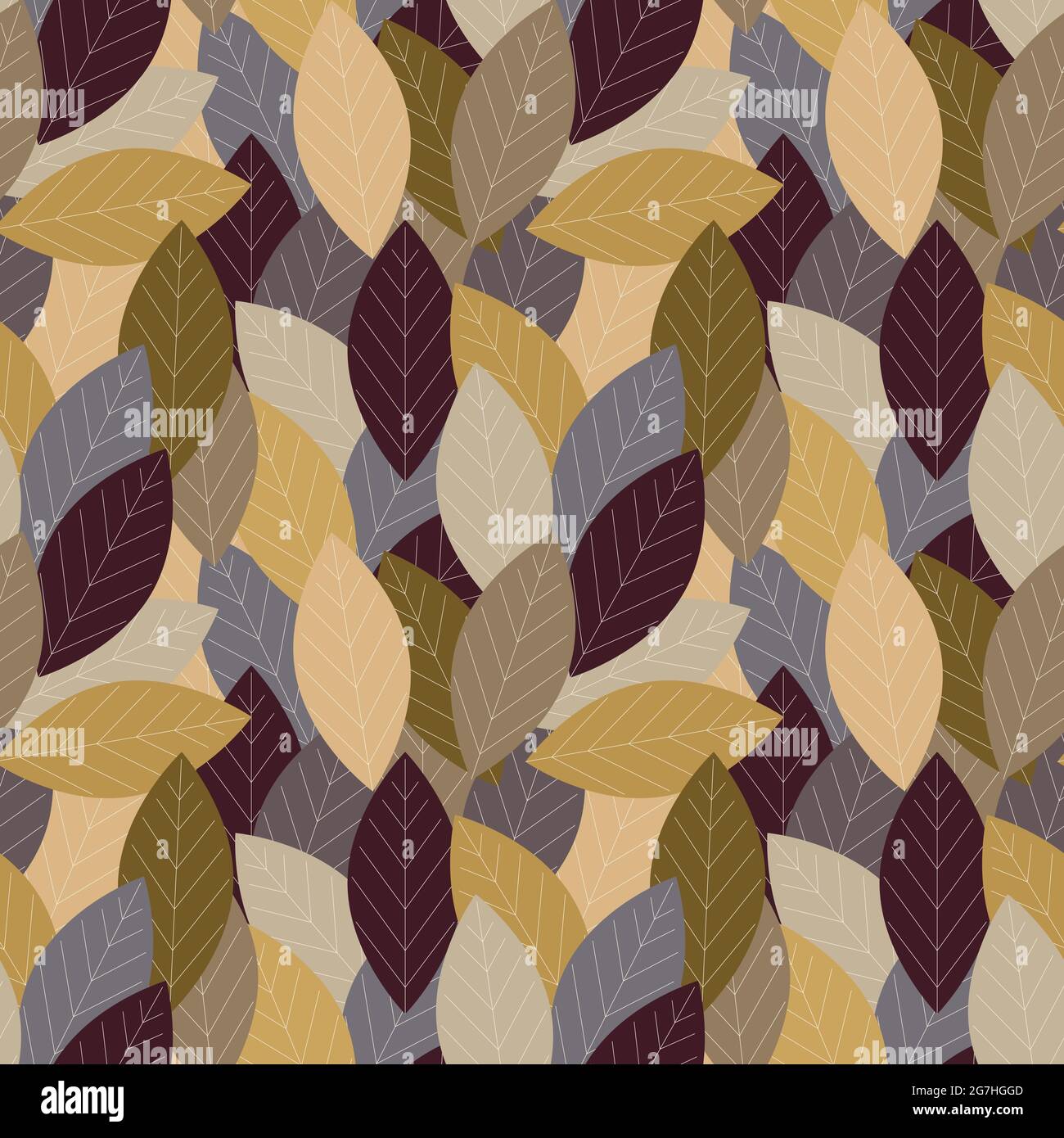 Autumn leaves seamless pattern , laurel, simple. For background backdrop cover wrapper packaging. Vector illustration Stock Vector