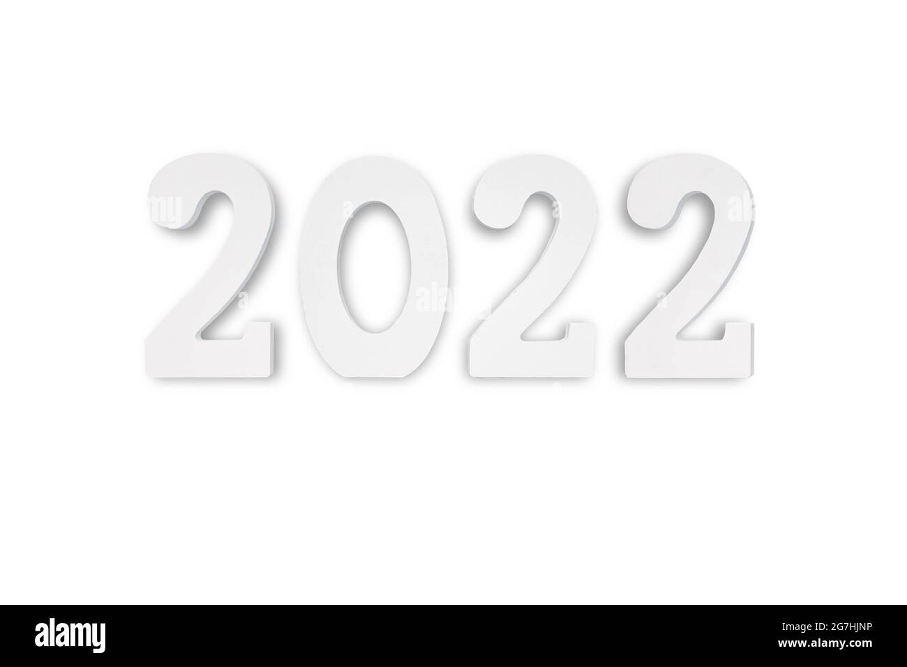 Wooden number 2022 on a white background. New Year and Christmas