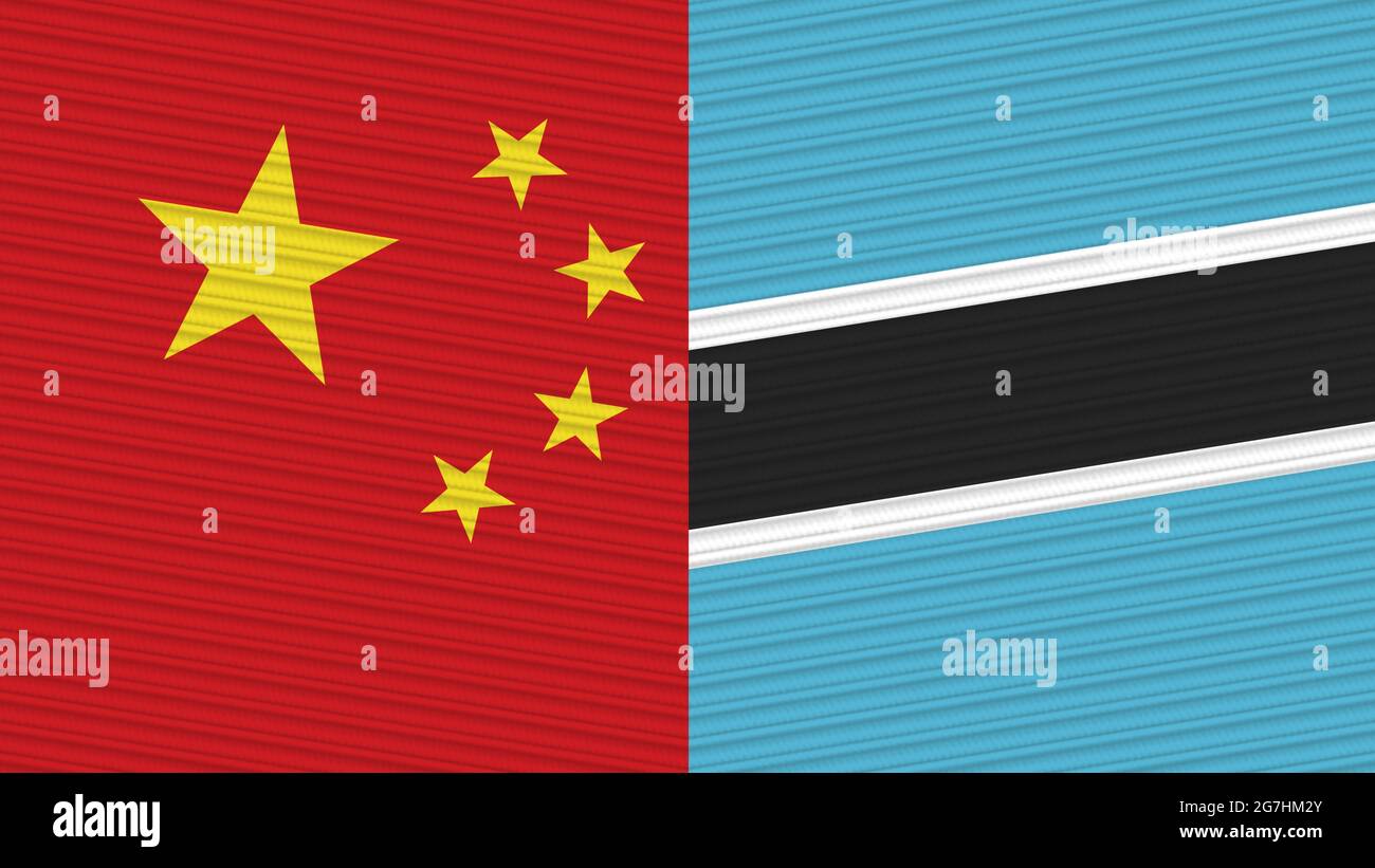 Botswana And China Two Half Flags Together Fabric Texture Illustration Botswana And China Two Half Flags Together Fabric Texture Illustration