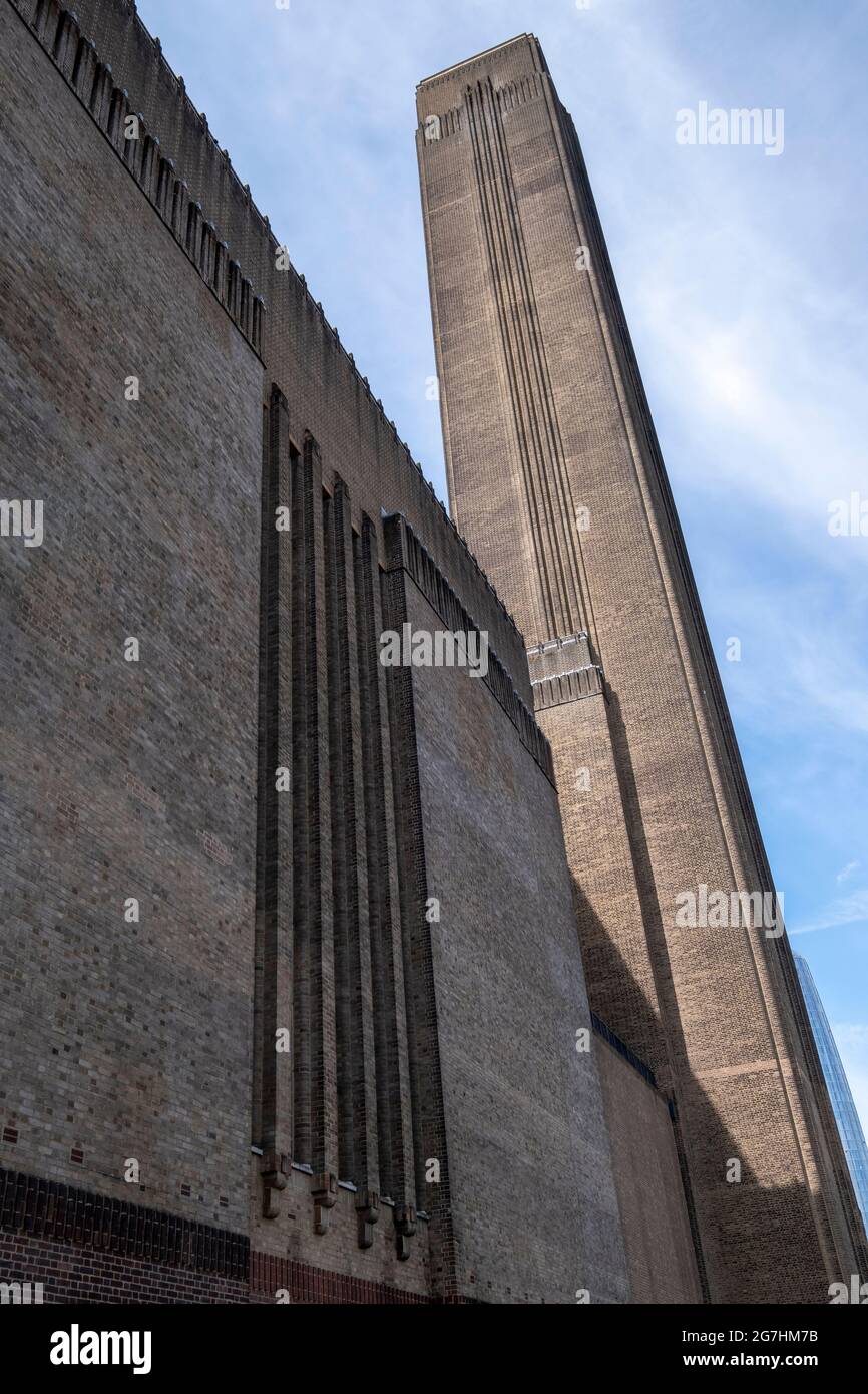 Brickwork detail of the former Bankside Power Station, now the Tate Modern, redeveloped in 1947 by Sir Giles Gilbert Scott Stock Photo