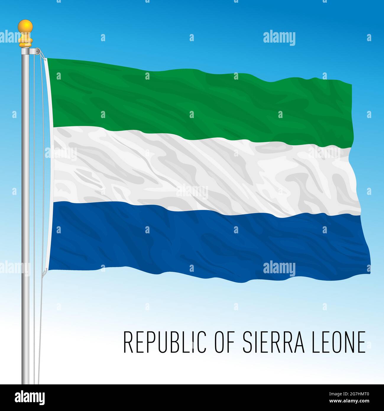 Sierra Leone official national flag, african country, vector illustration Stock Vector