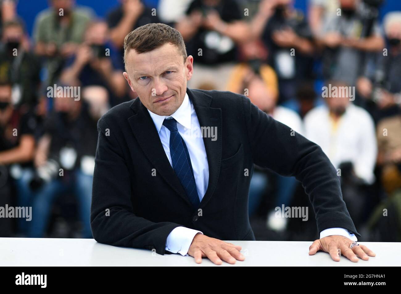 Sylvain Tesson attending the La Panthere Des Neiges Photocall as part of the 74th Cannes International Film Festival in Cannes, France on July 14, 2021. Photo by Aurore Marechal/ABACAPRESS.COM Stock Photo