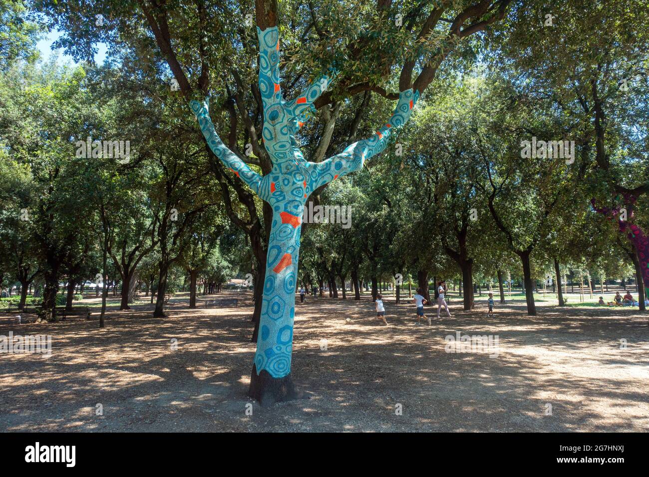 Rome, Italy - July 2021 : Back to Nature, contemporary art installation in Villa Borghese Stock Photo